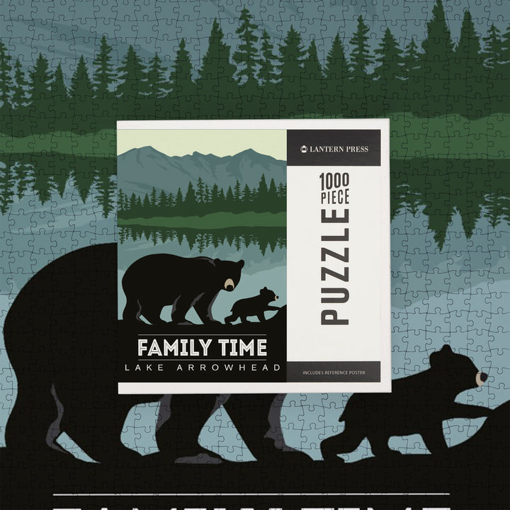 Lake Arrowhead, California, Family Time, Black Bear and Cub, Jigsaw Puzzle Puzzle Lantern Press 