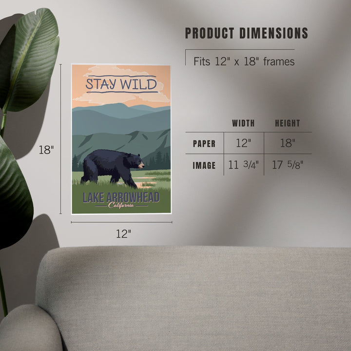 Lake Arrowhead, California, Stay Wild, Bear and Mountains, Art & Giclee Prints - Lantern Press