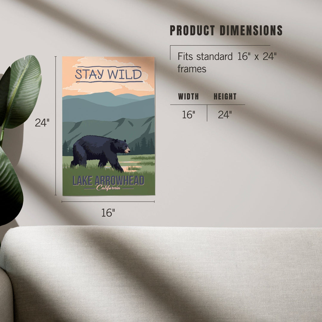 Lake Arrowhead, California, Stay Wild, Bear and Mountains, Art & Giclee Prints - Lantern Press