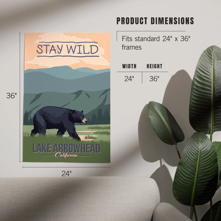 Lake Arrowhead, California, Stay Wild, Bear and Mountains, Art & Giclee Prints - Lantern Press