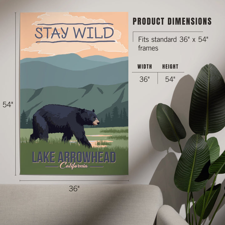 Lake Arrowhead, California, Stay Wild, Bear and Mountains, Art & Giclee Prints - Lantern Press