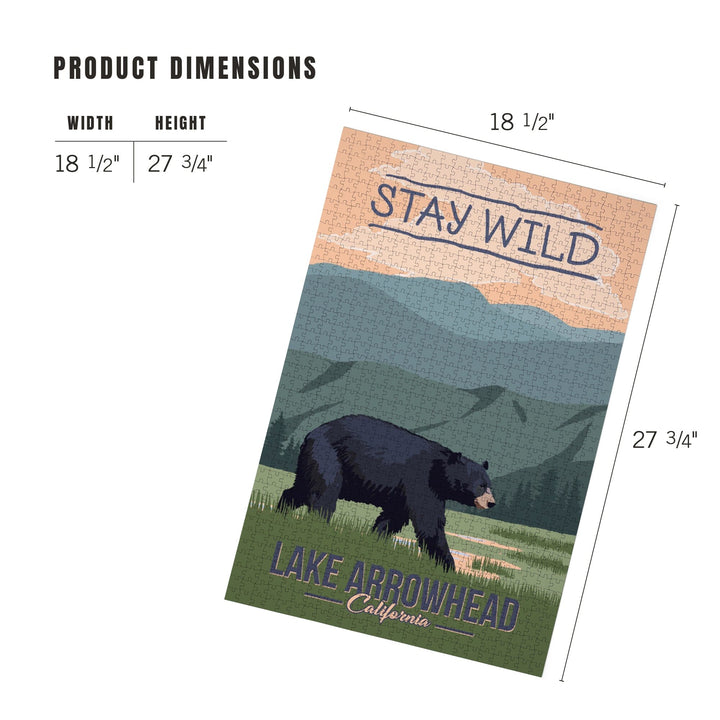 Lake Arrowhead, California, Stay Wild, Bear and Mountains, Jigsaw Puzzle Puzzle Lantern Press 