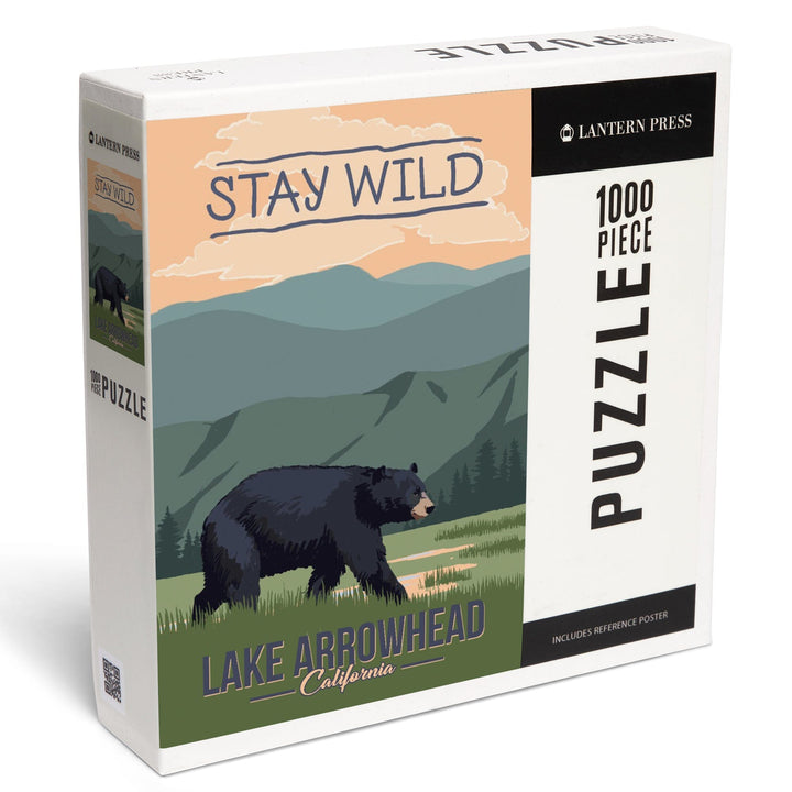 Lake Arrowhead, California, Stay Wild, Bear and Mountains, Jigsaw Puzzle Puzzle Lantern Press 