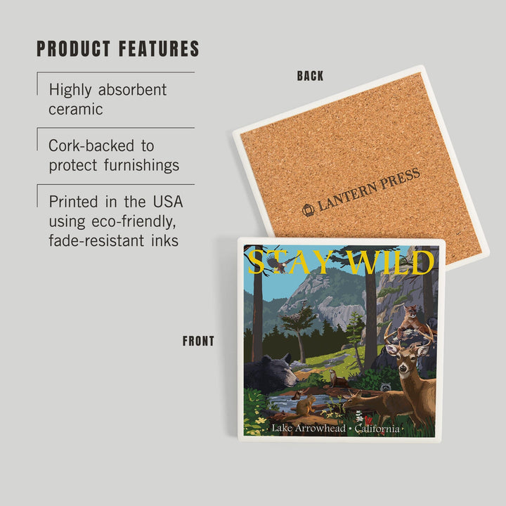Lake Arrowhead, California, Stay Wild, National Park WPA Sentiment, Coasters Coasters Lantern Press 