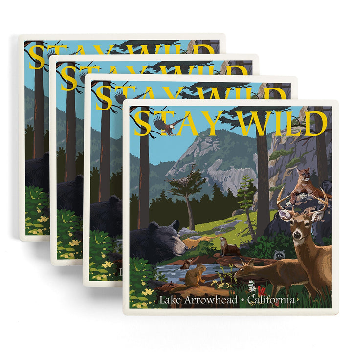 Lake Arrowhead, California, Stay Wild, National Park WPA Sentiment, Coasters Coasters Lantern Press 