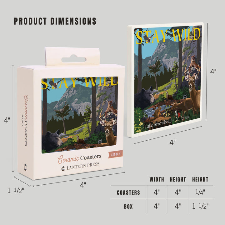 Lake Arrowhead, California, Stay Wild, National Park WPA Sentiment, Coasters Coasters Lantern Press 