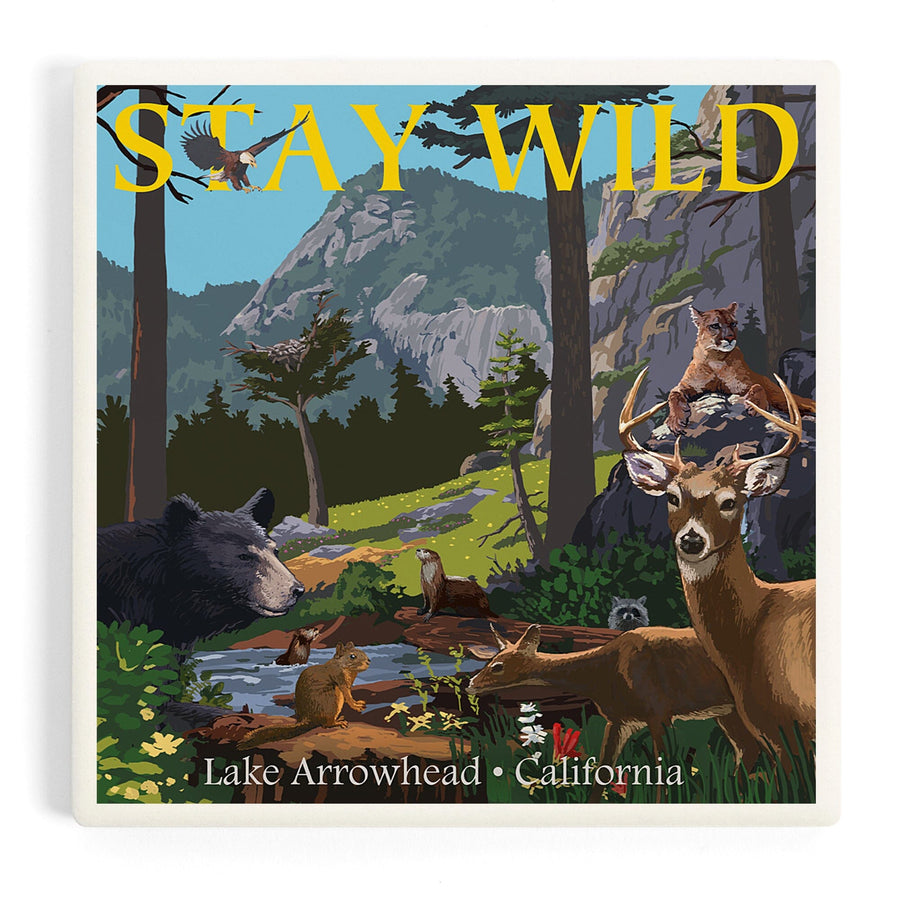 Lake Arrowhead, California, Stay Wild, National Park WPA Sentiment, Coasters Coasters Lantern Press 
