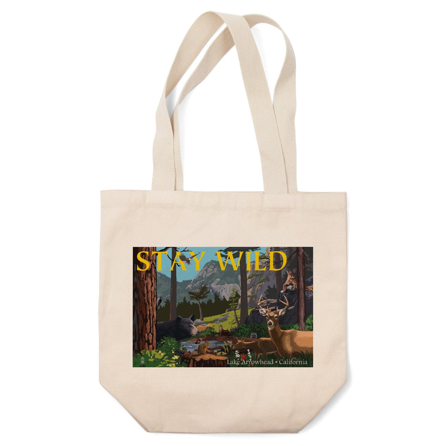 Lake Arrowhead, California, Stay Wild, National Park WPA Sentiment, Tote Bag Totes Lantern Press 