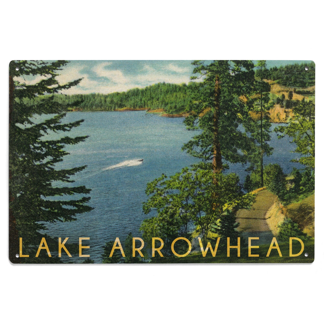 Lake Arrowhead, California, View towards the North Shore, Lantern Press Artwork, Wood Signs and Postcards Wood Lantern Press 