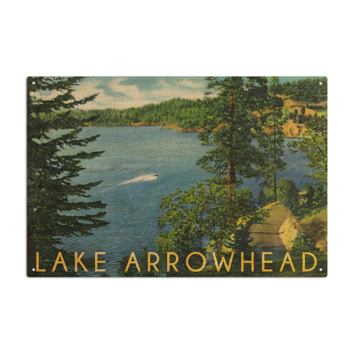 Lake Arrowhead, California, View towards the North Shore, Lantern Press Artwork, Wood Signs and Postcards Wood Lantern Press 6x9 Wood Sign 