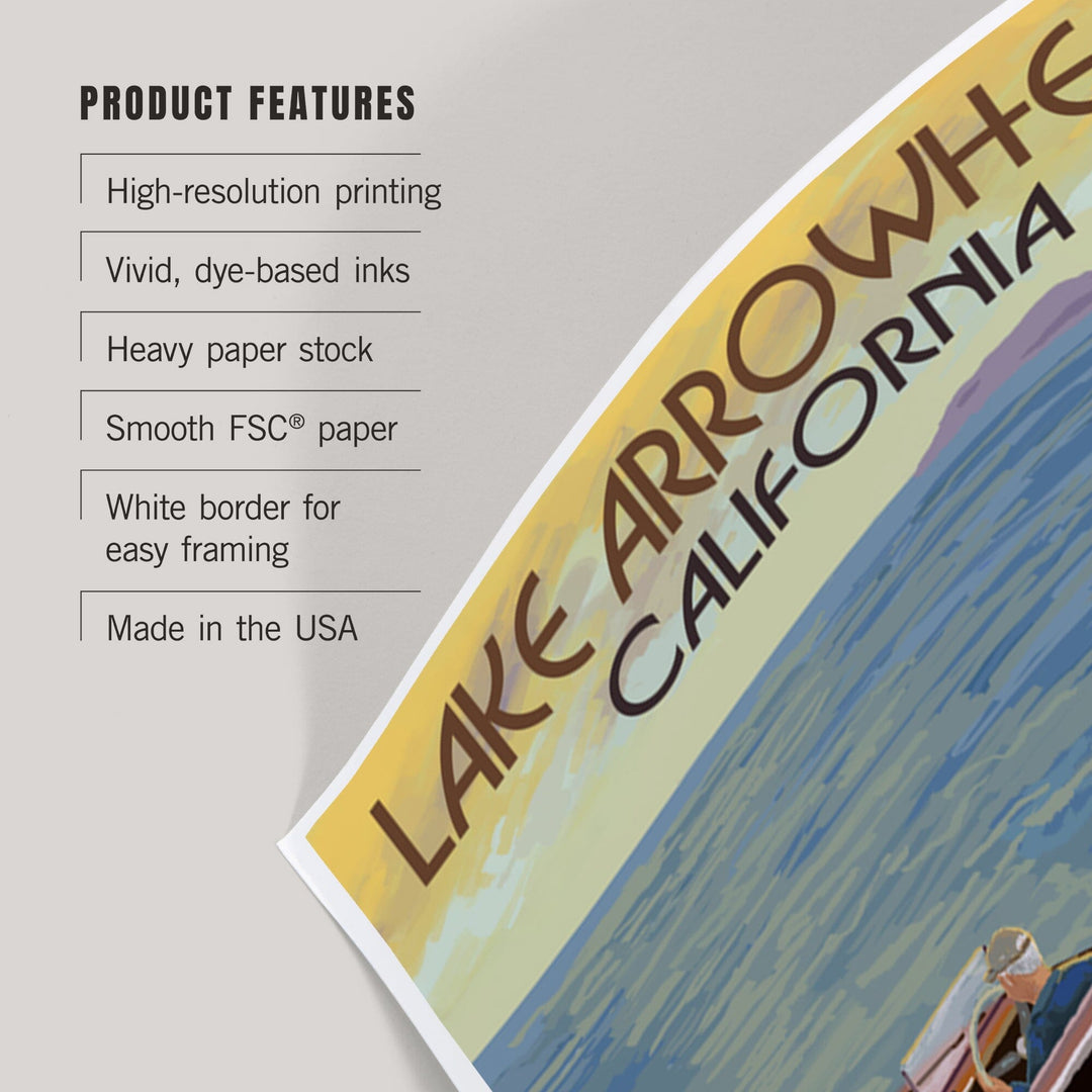 Lake Arrowhead, California, Wooden Boat, Art & Giclee Prints - Lantern Press