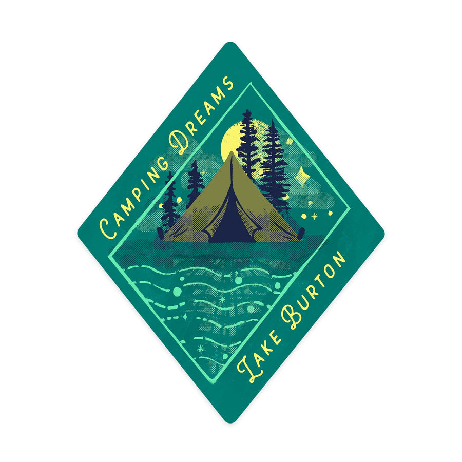 Lake Burton, Georgia, Lake Life Series, Camping Dreams, Contour, Vinyl Sticker - Lantern Press