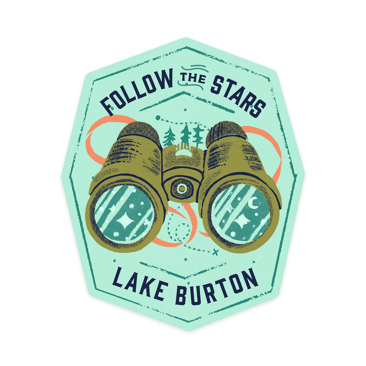 Lake Burton, Georgia, Lake Life Series, Follow The Stars, Contour, Vinyl Sticker - Lantern Press