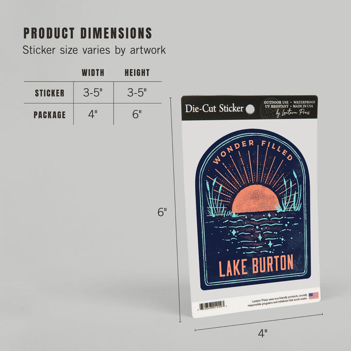 Lake Burton, Georgia, Lake Life Series, Wonder Filled, Contour, Vinyl Sticker - Lantern Press