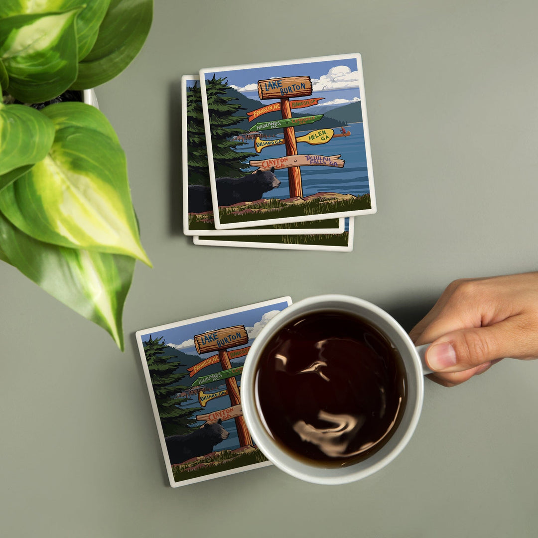 Lake Burton, Georgia, Sign Destinations, Coasters Coasters Lantern Press 