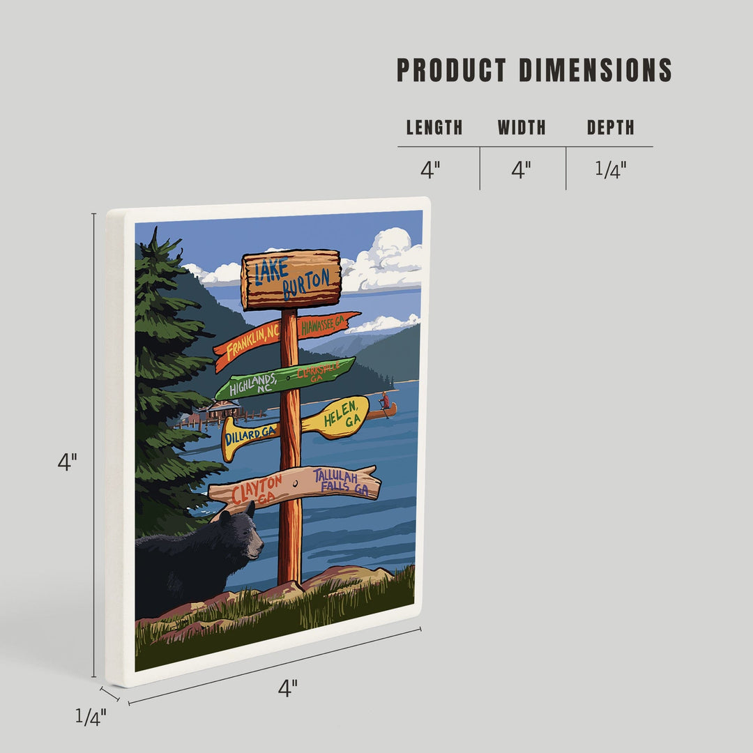 Lake Burton, Georgia, Sign Destinations, Coasters Coasters Lantern Press 