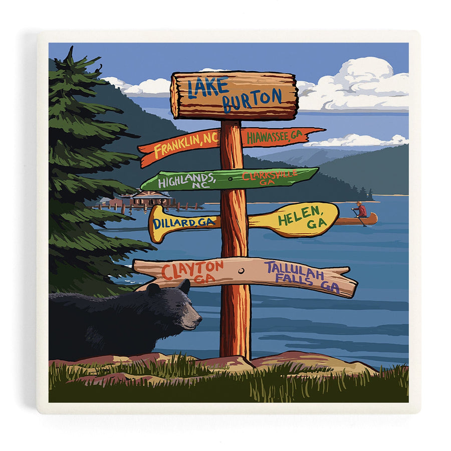 Lake Burton, Georgia, Sign Destinations, Coasters Coasters Lantern Press 