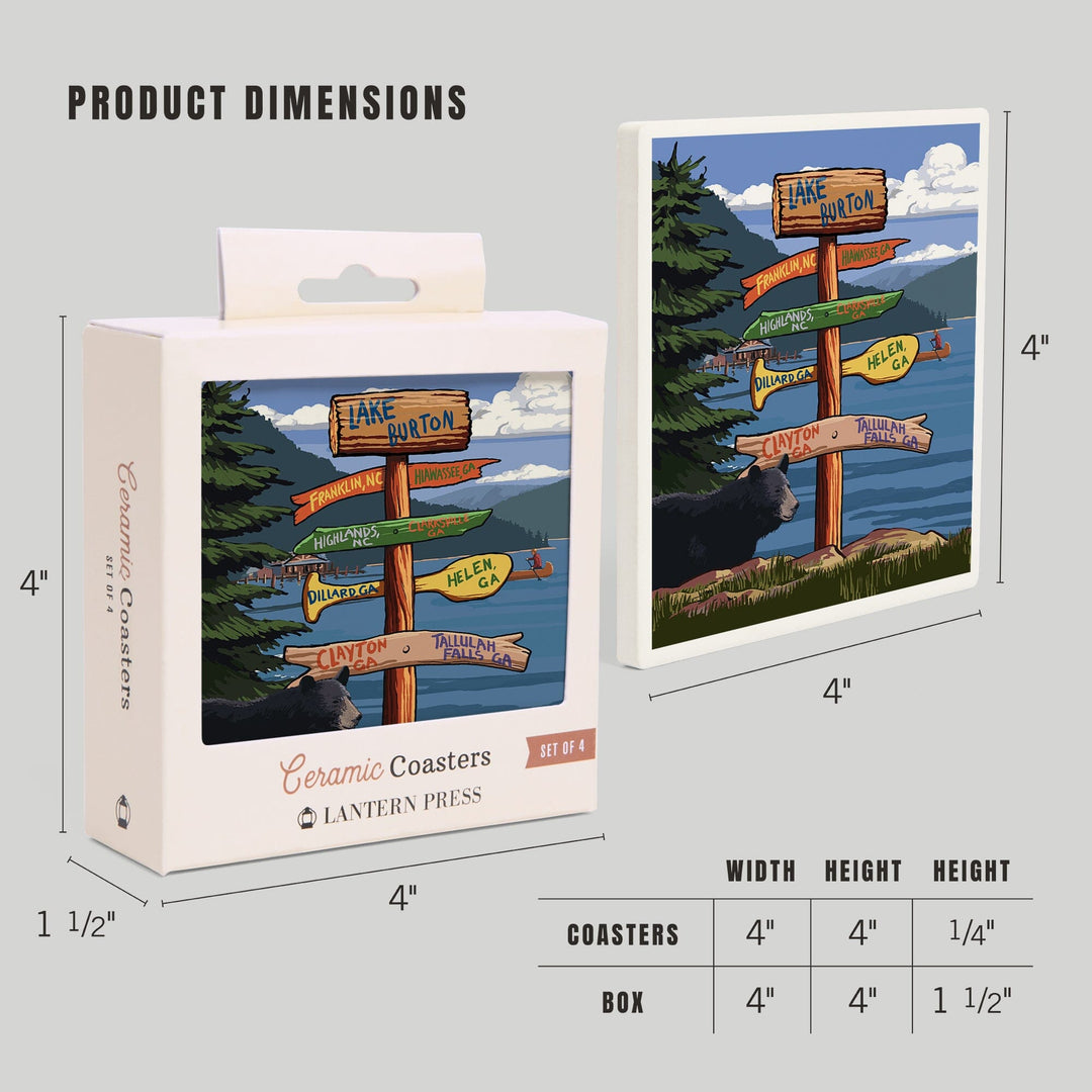 Lake Burton, Georgia, Sign Destinations, Coasters Coasters Lantern Press 
