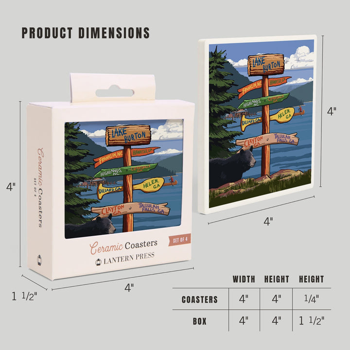 Lake Burton, Georgia, Sign Destinations, Coasters Coasters Lantern Press 