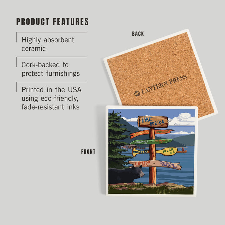 Lake Burton, Georgia, Sign Destinations, Coasters Coasters Lantern Press 