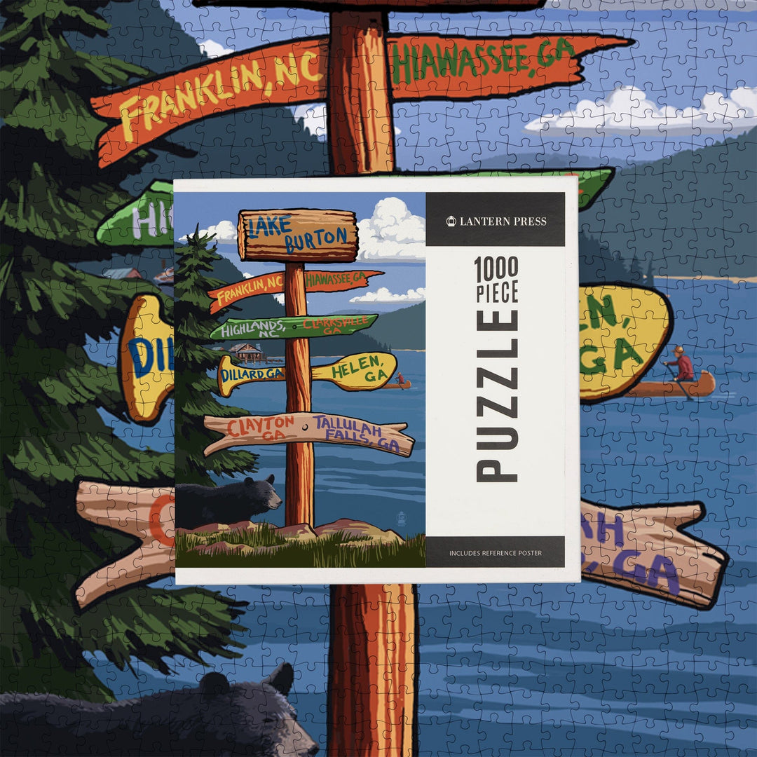 Lake Burton, Georgia, Sign Destinations, Jigsaw Puzzle Puzzle Lantern Press 