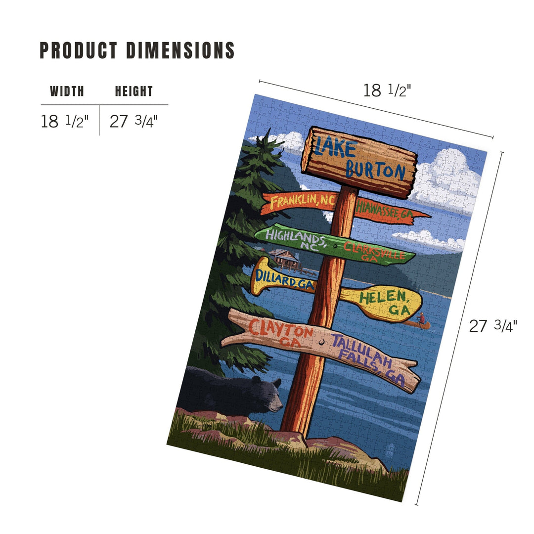 Lake Burton, Georgia, Sign Destinations, Jigsaw Puzzle Puzzle Lantern Press 