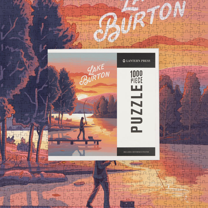 Lake Burton, Georgia, This is Living, Fishing with Hills, Jigsaw Puzzle Puzzle Lantern Press 