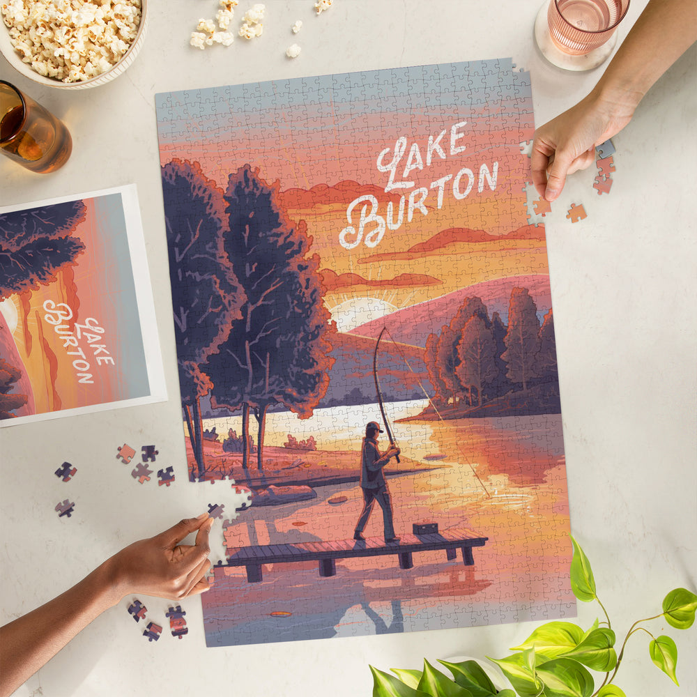 Lake Burton, Georgia, This is Living, Fishing with Hills, Jigsaw Puzzle Puzzle Lantern Press 
