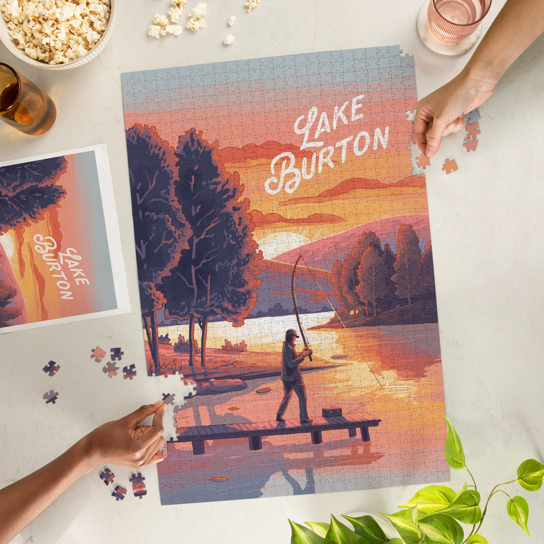 Lake Burton, Georgia, This is Living, Fishing with Hills, Jigsaw Puzzle Puzzle Lantern Press 