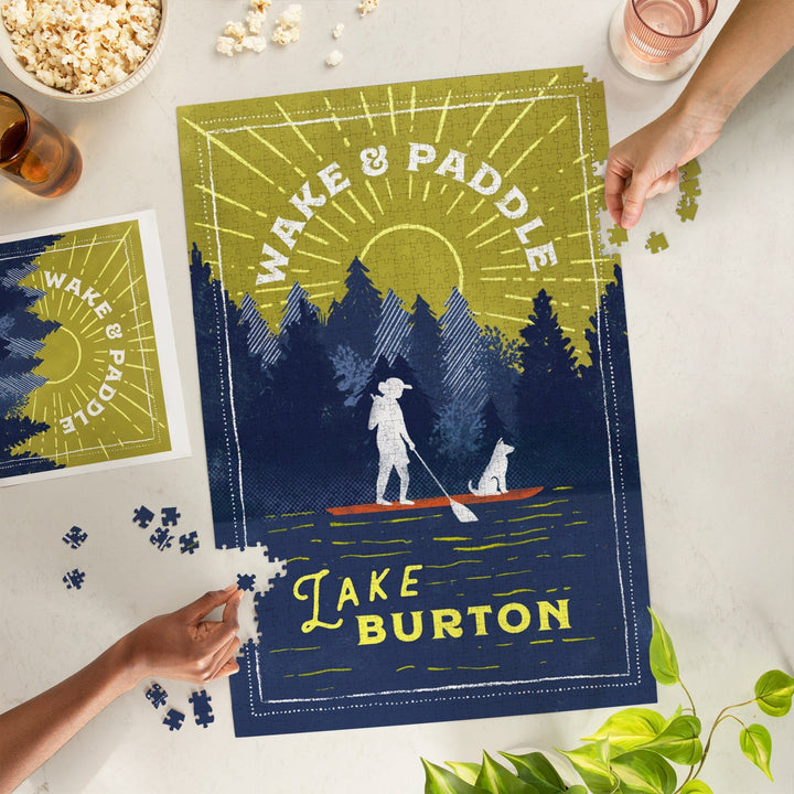 Lake Burton, Lake Life Series, Wake and Paddle, Landscape With Trees, Jigsaw Puzzle Puzzle Lantern Press 