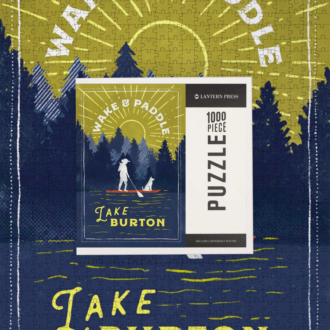 Lake Burton, Lake Life Series, Wake and Paddle, Landscape With Trees, Jigsaw Puzzle Puzzle Lantern Press 