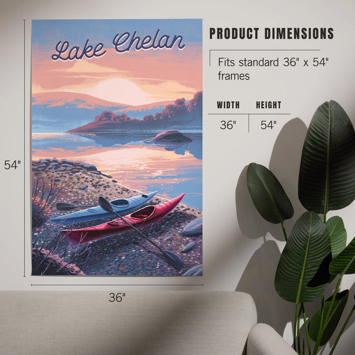 Lake Chelan, Washington, Glassy Sunrise, Kayak, Art & Giclee Prints Art Lantern Press 