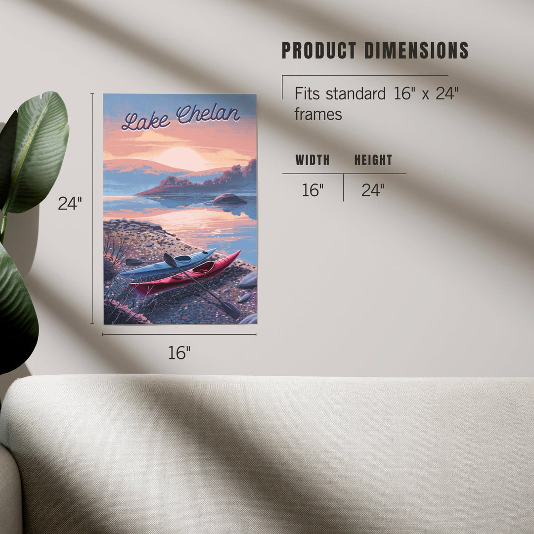 Lake Chelan, Washington, Glassy Sunrise, Kayak, Art & Giclee Prints Art Lantern Press 