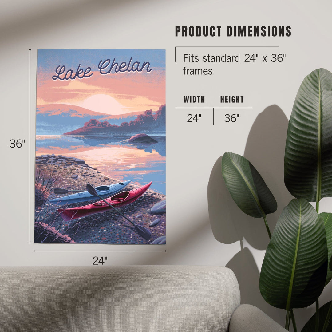 Lake Chelan, Washington, Glassy Sunrise, Kayak, Art & Giclee Prints Art Lantern Press 