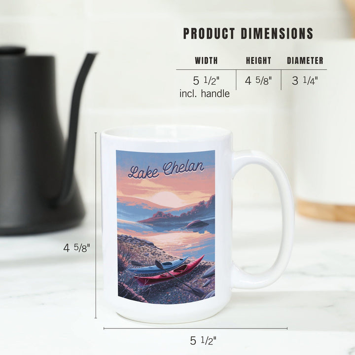 Lake Chelan, Washington, Glassy Sunrise, Kayak, Ceramic Mug Mugs Lantern Press 