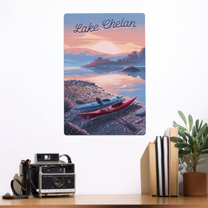 Lake Chelan, Washington, Glassy Sunrise, Kayak, Metal Signs Metal Lantern Press 