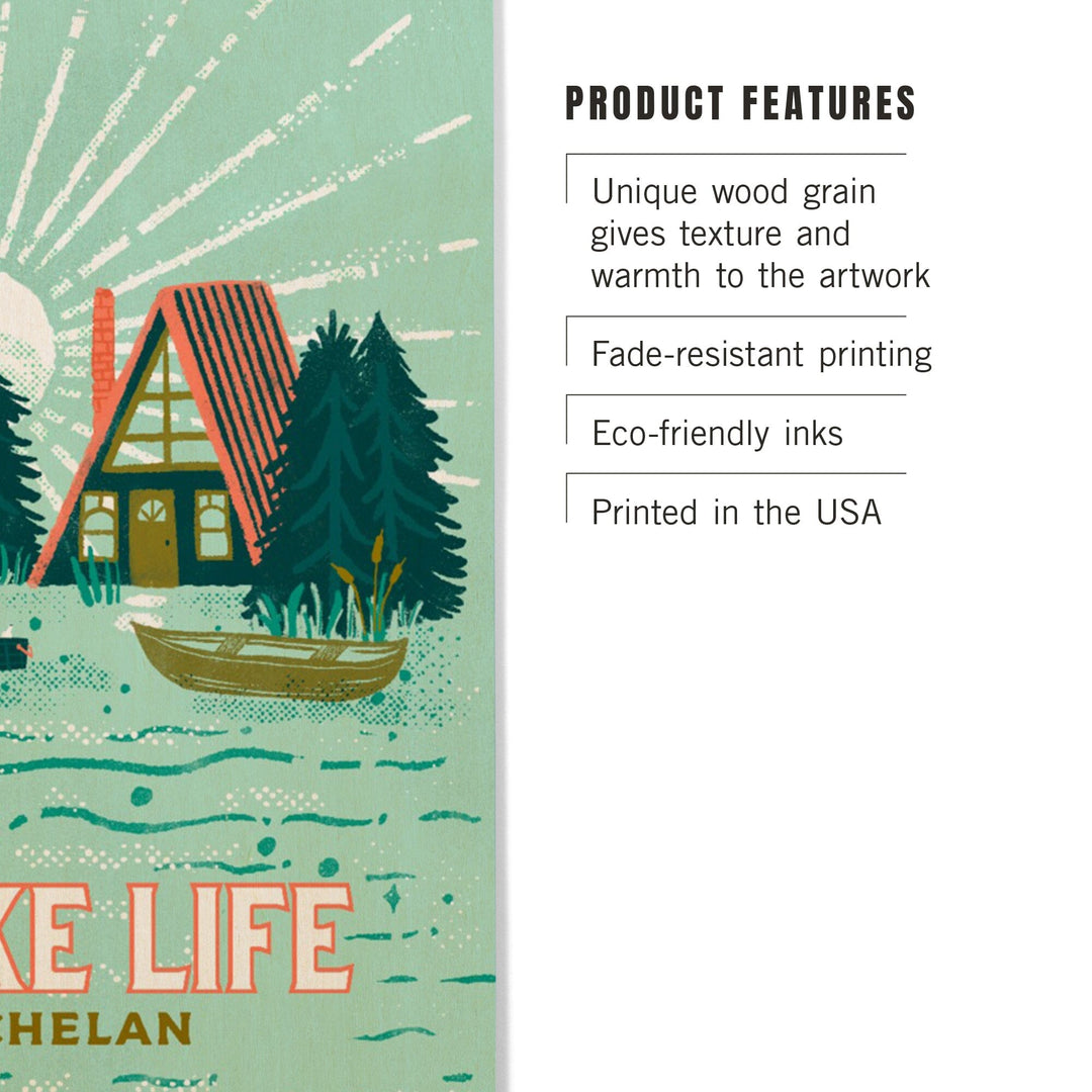 Lake Chelan, Washington, Lake Life Series, Lake Life, Wood Signs and Postcards Wood Lantern Press 