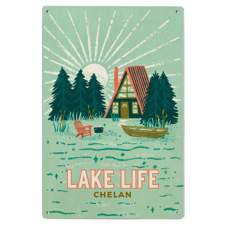 Lake Chelan, Washington, Lake Life Series, Lake Life, Wood Signs and Postcards Wood Lantern Press 