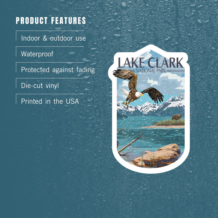 Lake Clark National Park, Alaska, Lake View, Contour, Vinyl Sticker Sticker Lantern Press 