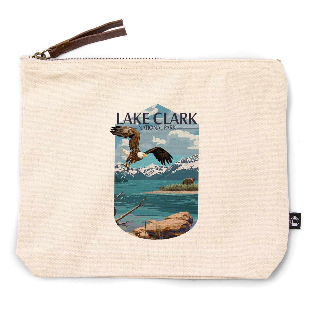 Lake Clark National Park, Alaska, Lake View,, Organic Cotton Zipper Pouch, Go Bag Go Bag Lantern Press 