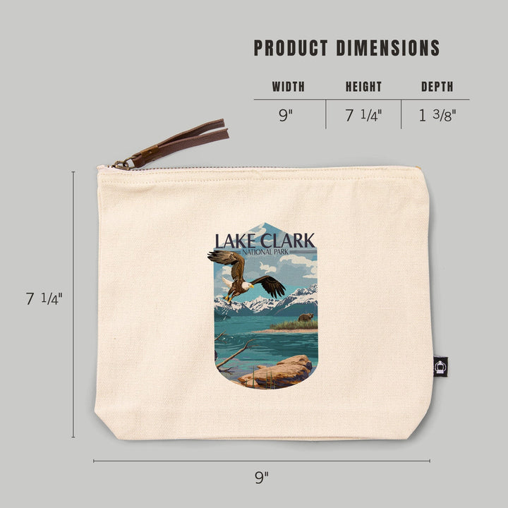 Lake Clark National Park, Alaska, Lake View,, Organic Cotton Zipper Pouch, Go Bag Go Bag Lantern Press 