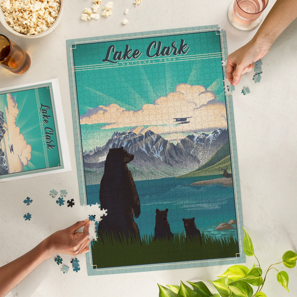 Lake Clark National Park, Alaska, Lithograph, Jigsaw Puzzle Puzzle Lantern Press 