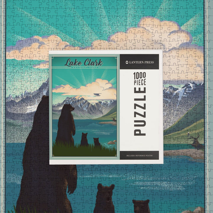 Lake Clark National Park, Alaska, Lithograph, Jigsaw Puzzle Puzzle Lantern Press 