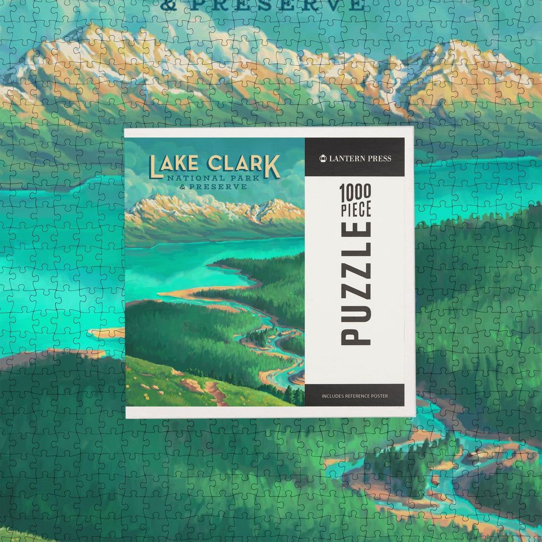 Lake Clark National Park and Preserve, Alaska, Oil Painting, Jigsaw Puzzle Puzzle Lantern Press 