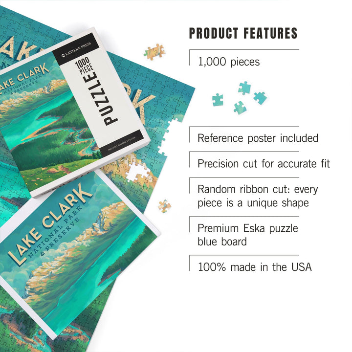 Lake Clark National Park and Preserve, Alaska, Oil Painting, Jigsaw Puzzle Puzzle Lantern Press 