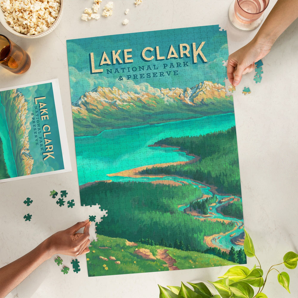 Lake Clark National Park and Preserve, Alaska, Oil Painting, Jigsaw Puzzle Puzzle Lantern Press 