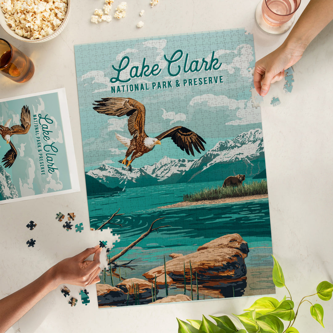 Lake Clark National Park and Preserve, Alaska, Painterly National Park Series, Jigsaw Puzzle Puzzle Lantern Press 