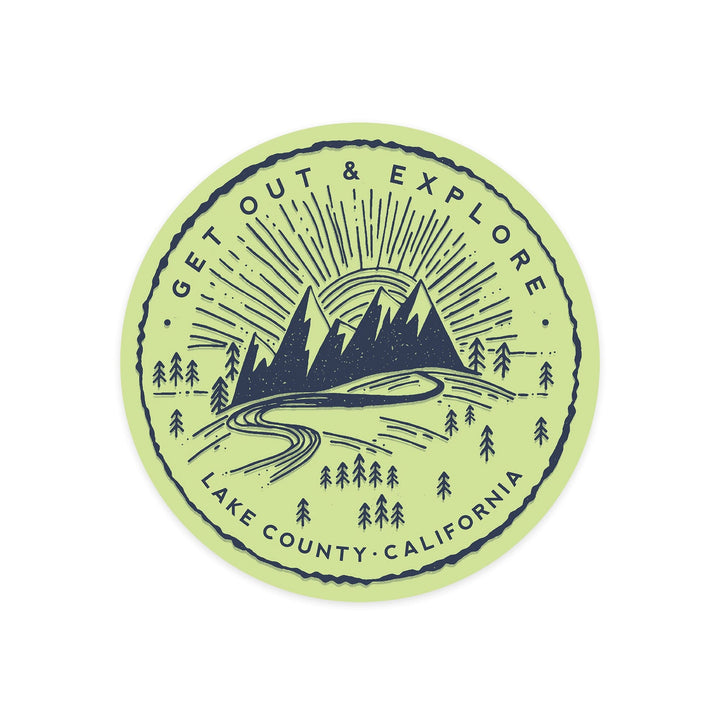 Lake County, California, Get out and Explore, Contour, Vinyl Sticker - Lantern Press