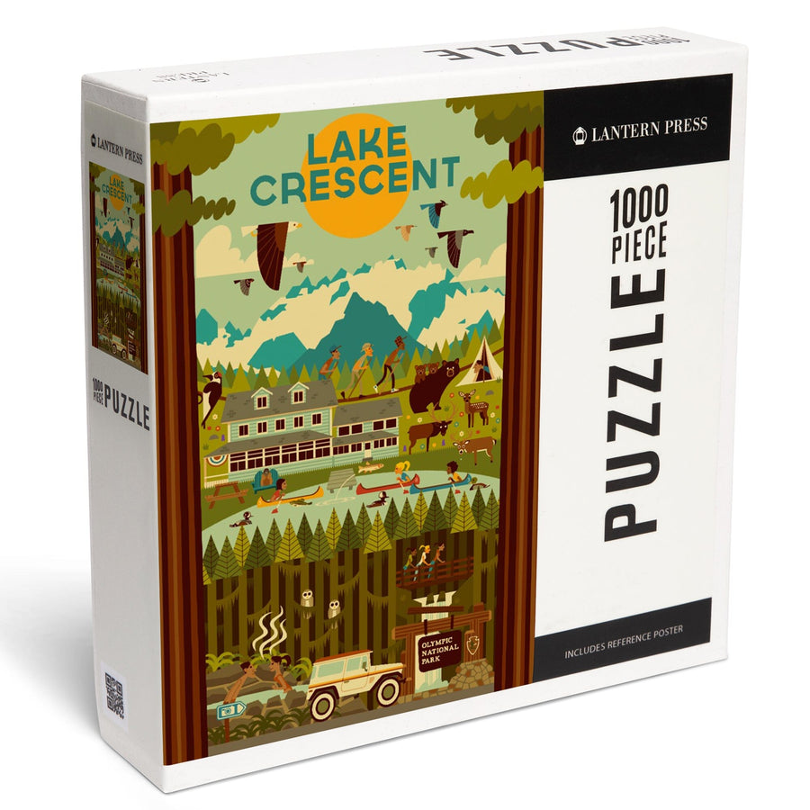 Lake Crescent, Olympic National Park, Washington, Geometric National Park Series, Jigsaw Puzzle Puzzle Lantern Press 