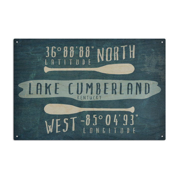 Lake Cumberland, Kentucky, Lake Essentials, Latitude & Longitude, Lantern Press Artwork, Wood Signs and Postcards Wood Lantern Press 10 x 15 Wood Sign 